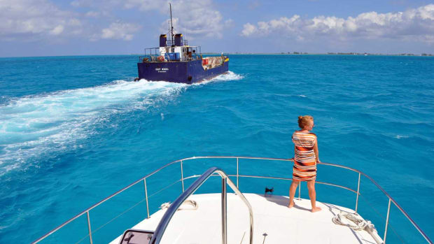 The best way to thread the reef entrance to Anegada is to follow one of the commercial boats through.