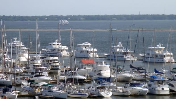 Five Out Reefs line up at the Charleston Harbor Resort and Marina in South Carolina for the fourth annual owner's rendezvous.