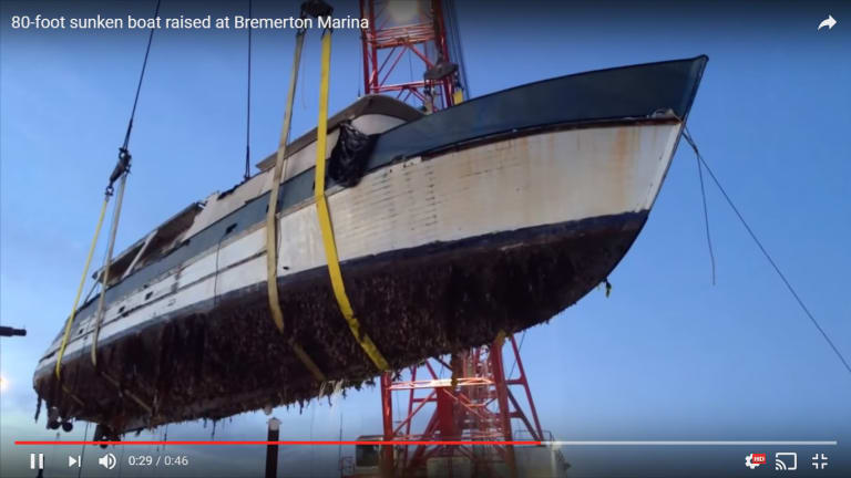 Sunken 80-Footer Recovered at Bremerton (Videos)