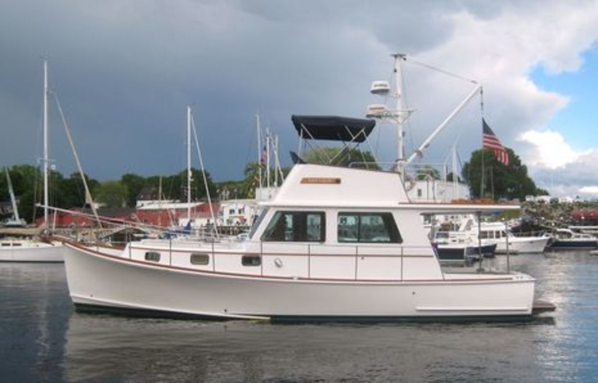  Gizmo, Ben Ellison's test boat, is coming to TrawlerFest-Baltimore. She's a 37-foot Duffy.