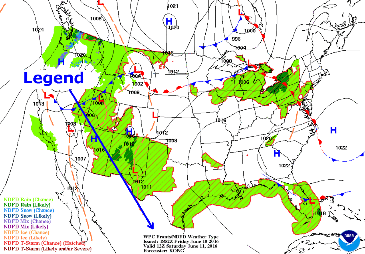 Figure 1: Surface weather forecast from the Weather Prediction Center.
