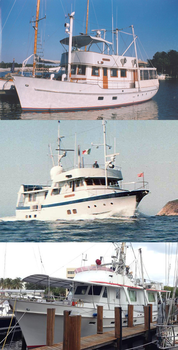 From top to bottom, Briggs’ three circumnavigators: Champion (1977-80), Neptune’s Chariot (1981-84) and Chartwell (1998-2003).