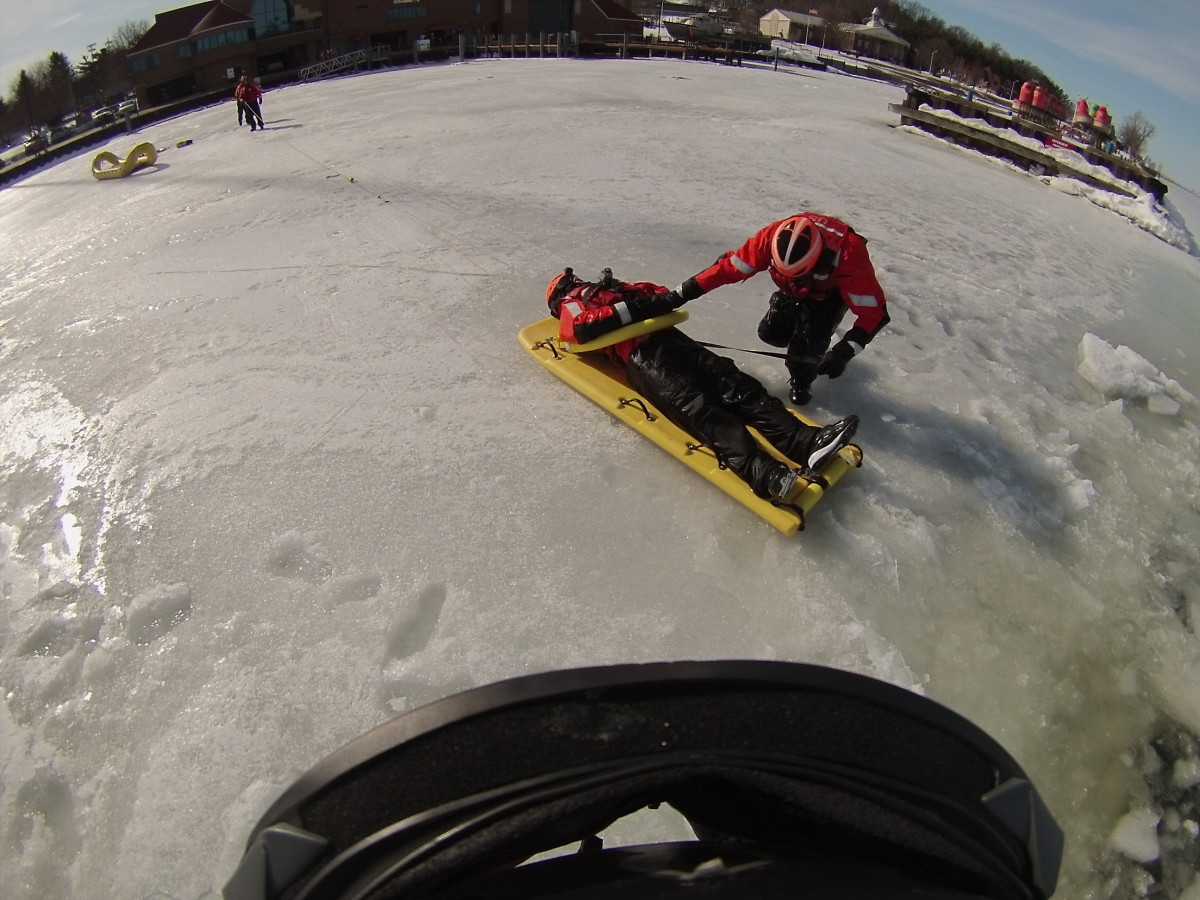 Ice rescue training at Coast Guard Station Grand Haven