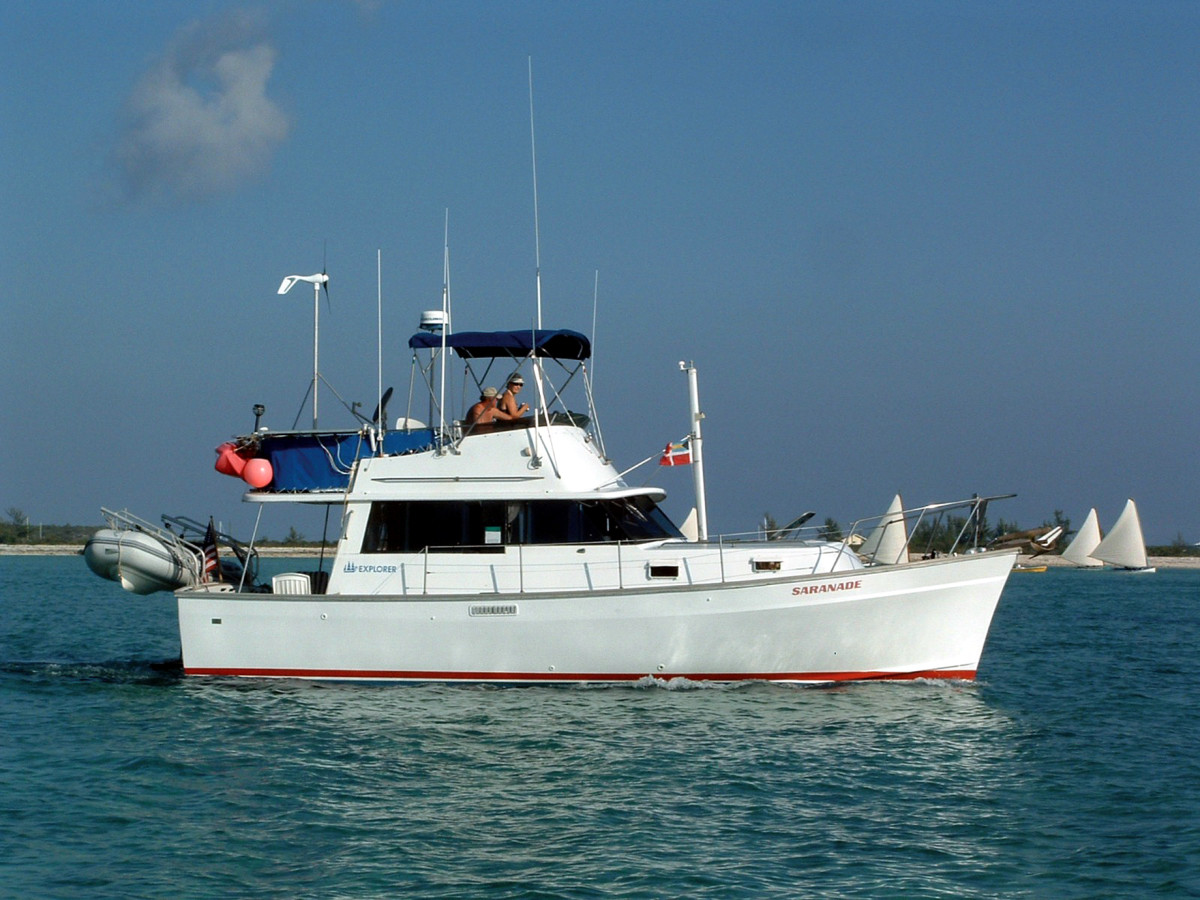 The Lewises research their guides using a 1978 Mainship 34 named Saranade.