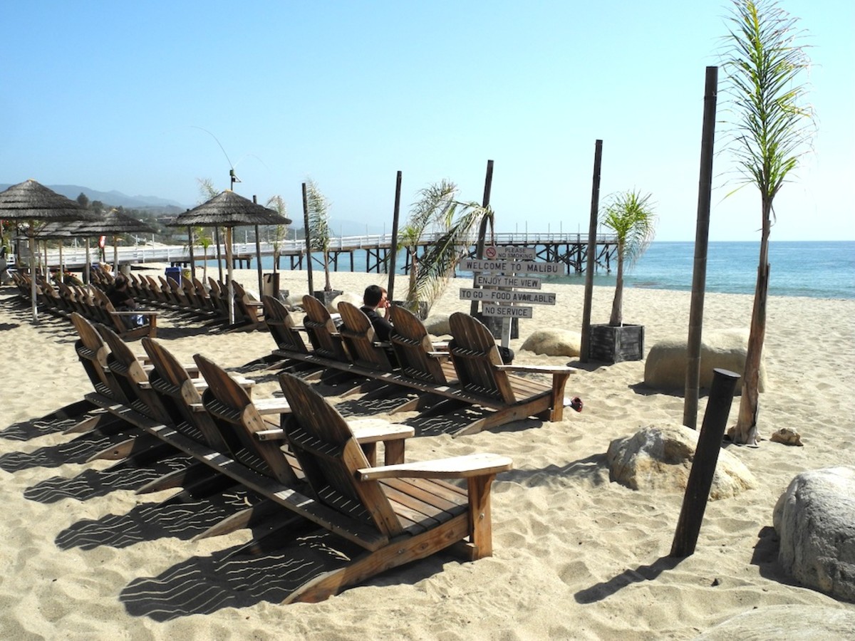 Beachfront seating at the Paradise Cove Beach Café.