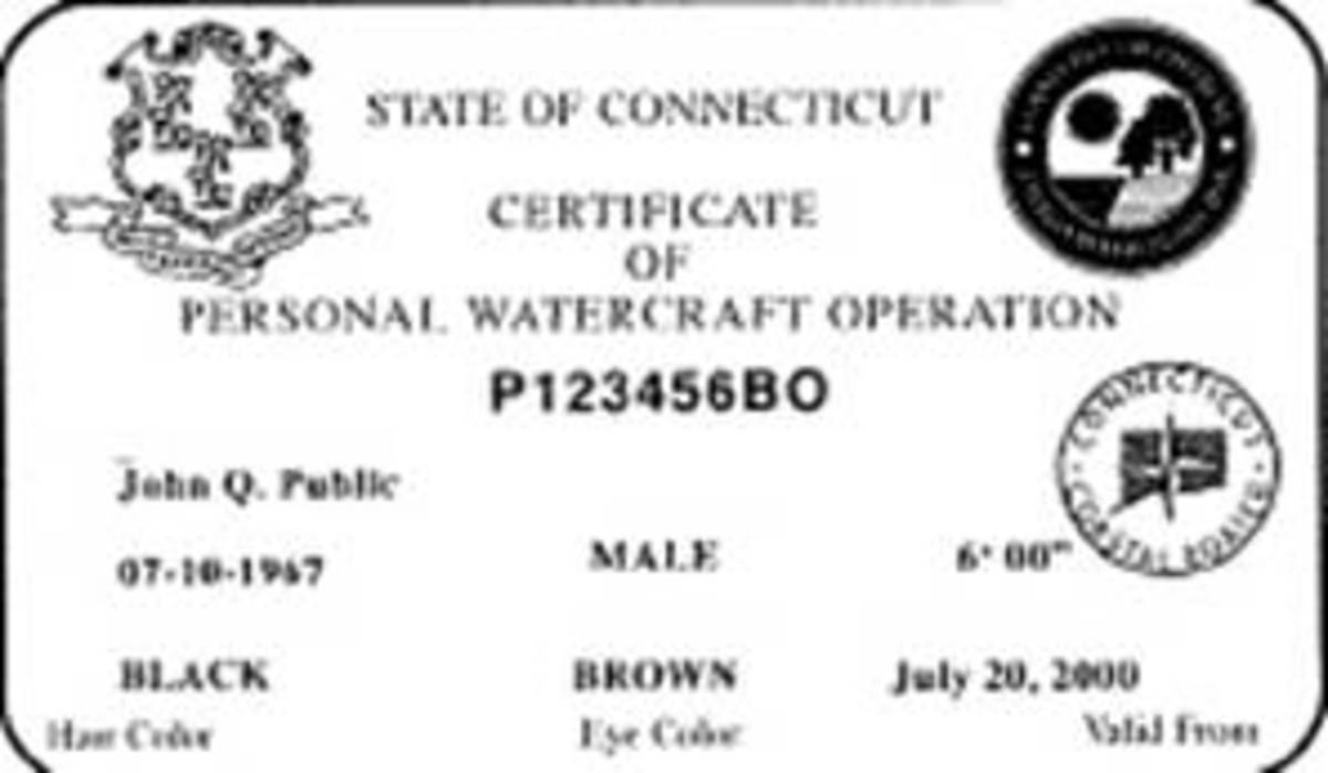  An example Connecticut boat license.