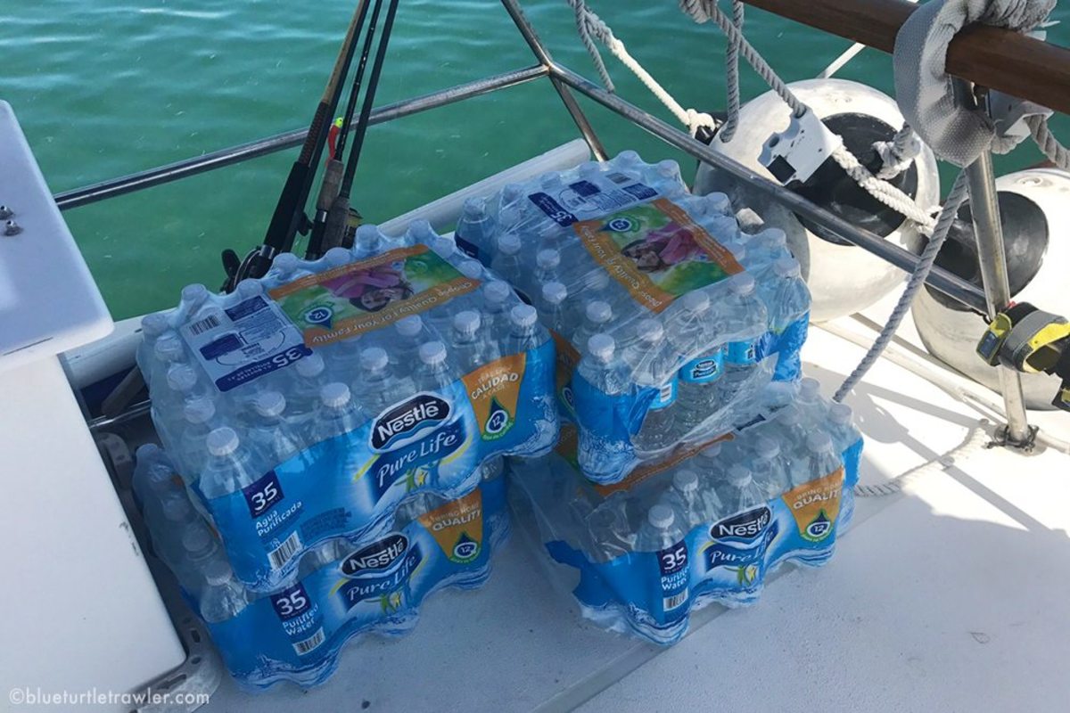 Some of the bottled water for our trip