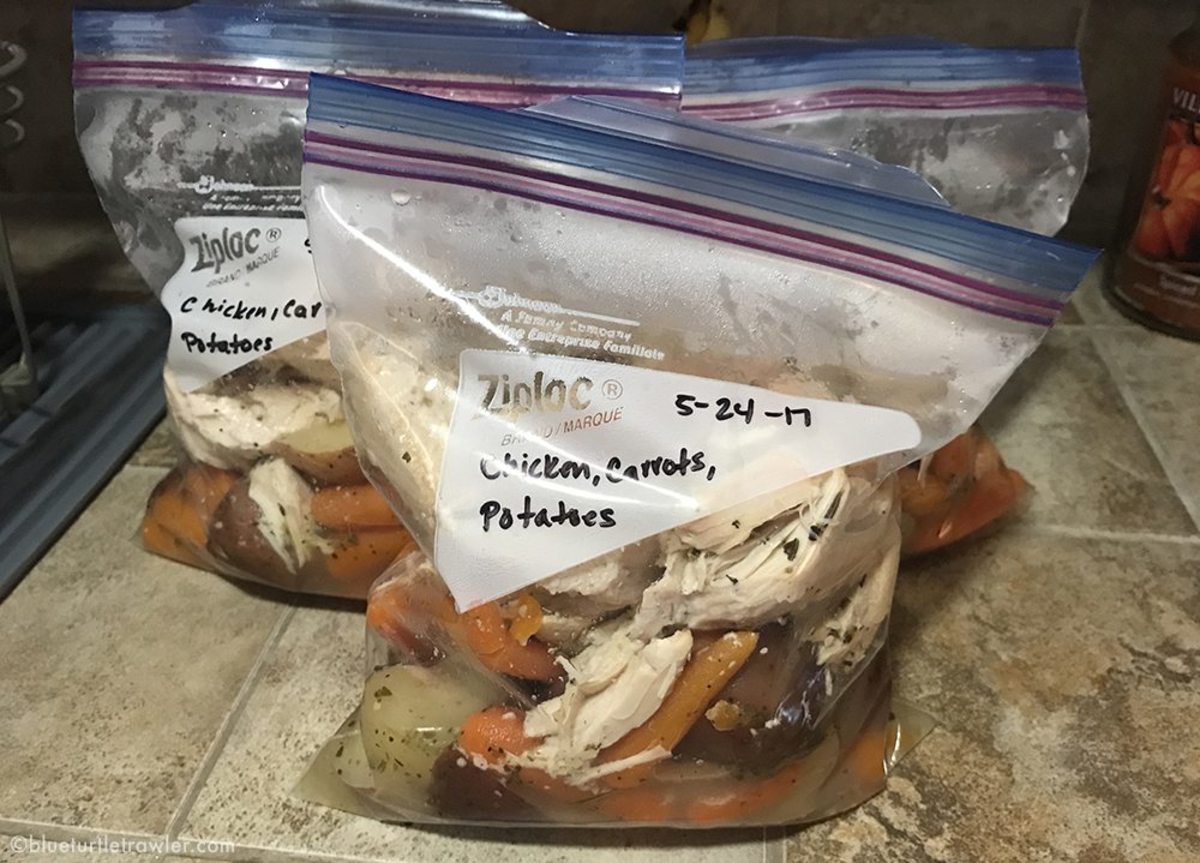 3 meals worth of chicken, potatoes and carrots.
