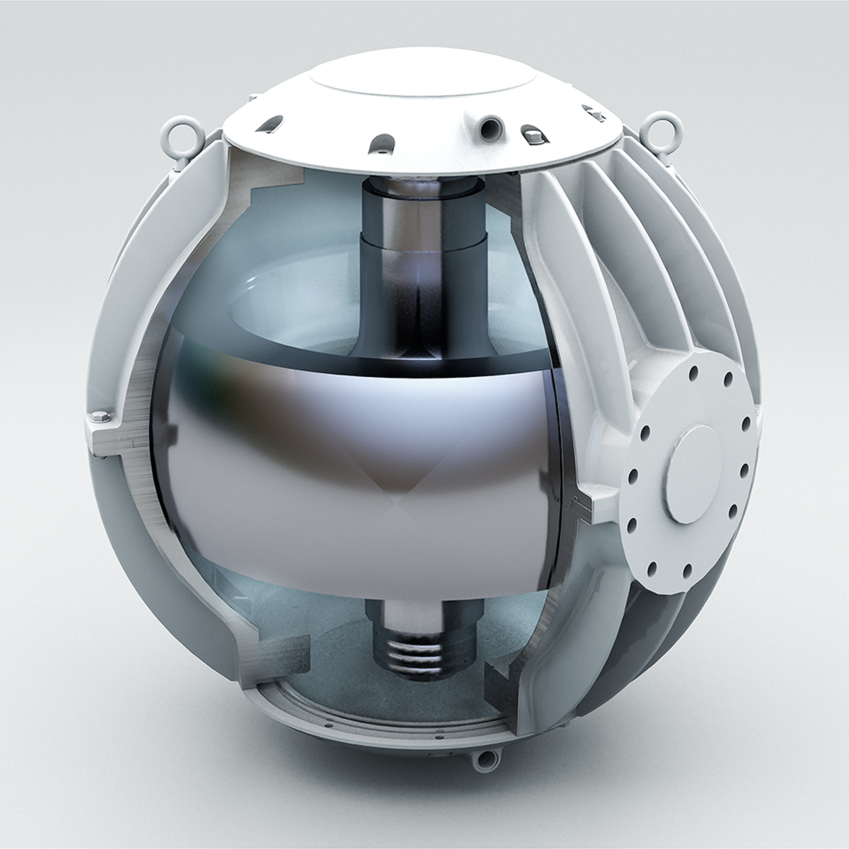 Three-dimensional rendering of the gyro mechanism inside a Seakeeper stabilizer. 