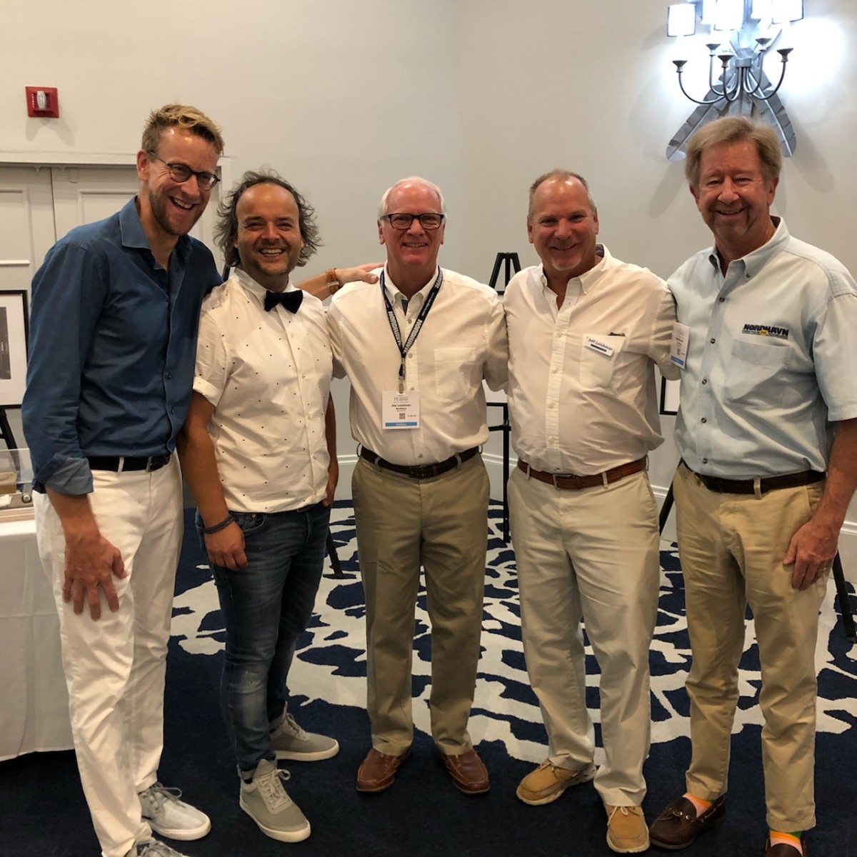 From left to right: Vripack's Bart Bouwhuis and Marnix Hoekstra; Nordhavn's Jim Leishman, Dan Leishman, and Dan Streetch.