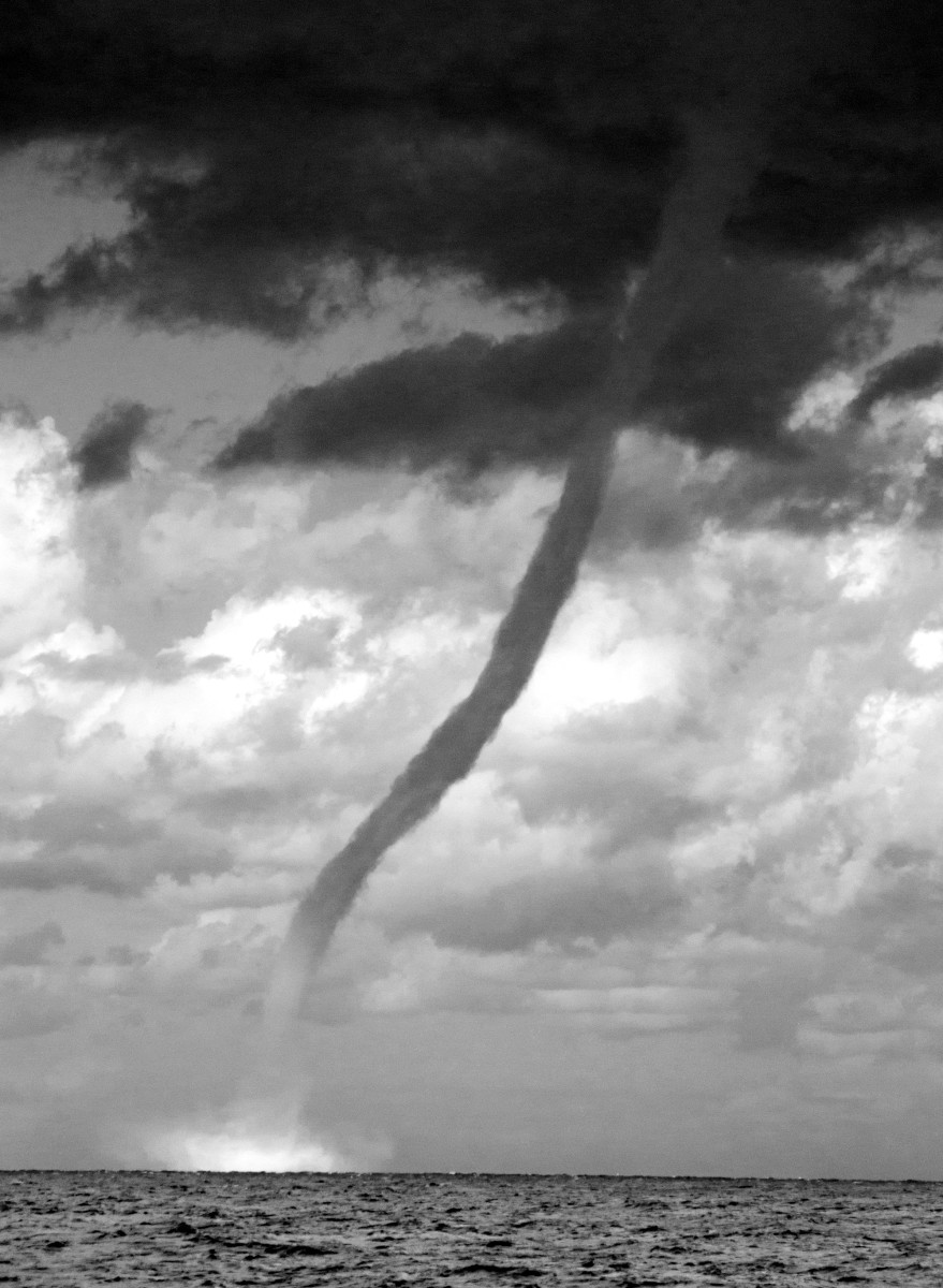 Waterspouts on the way east to the Straits of Messina, Sicily