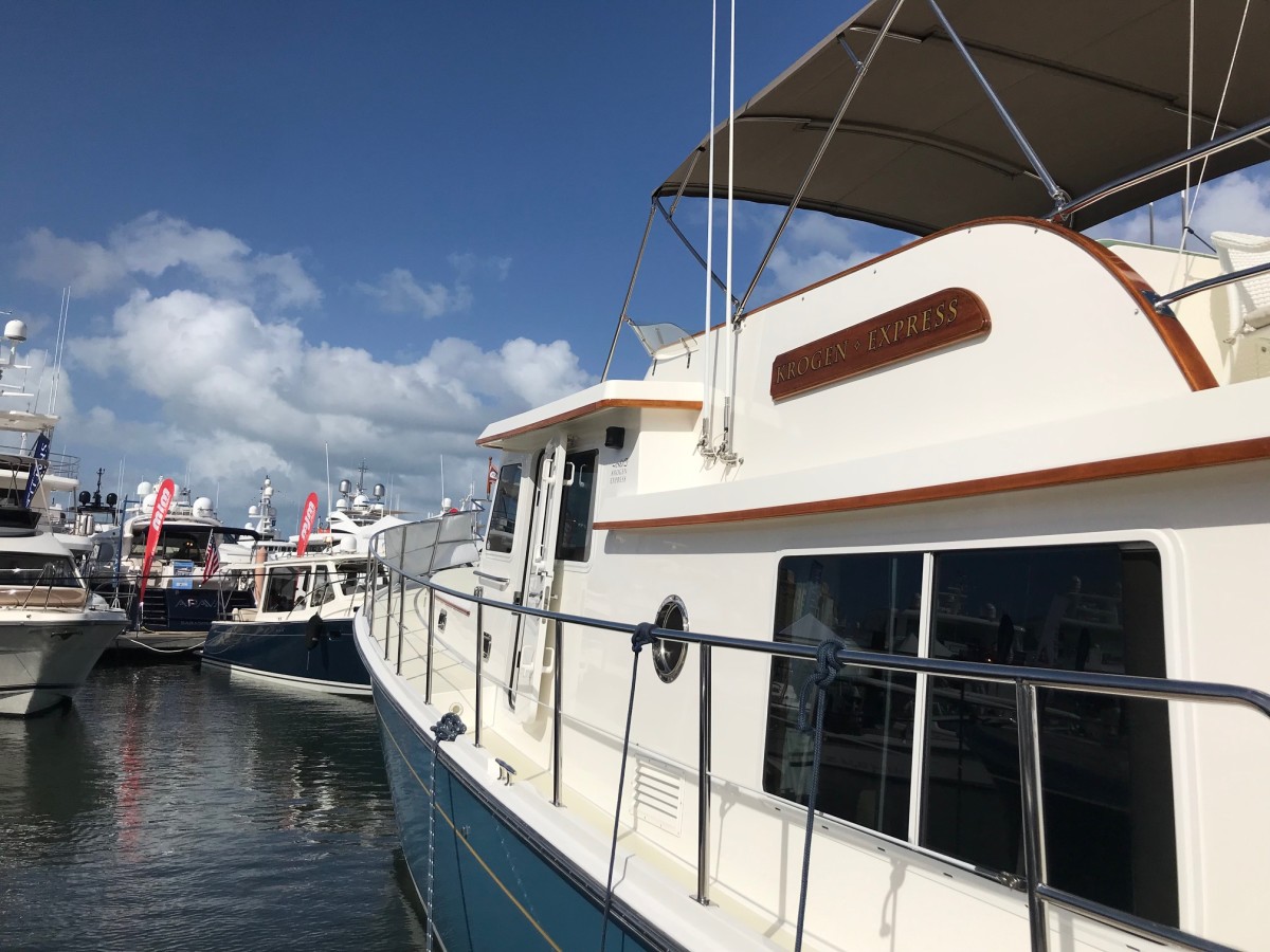 The Krogen Express at the Palm Beach International Boat Show.