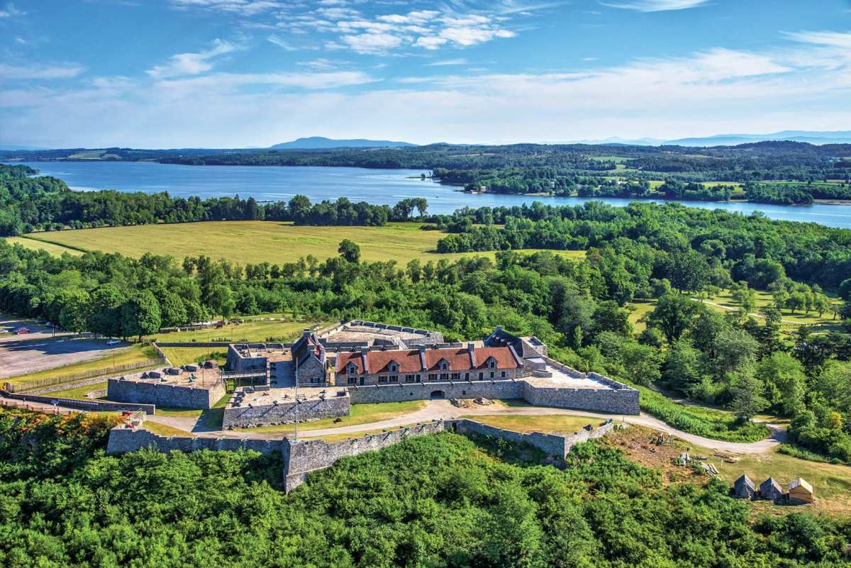 Located at the southern tip of Lake Champlain, Fort Ticonderoga offers panoramic vistas of New York’s Adirondack and Vermont’s Green Mountains. 