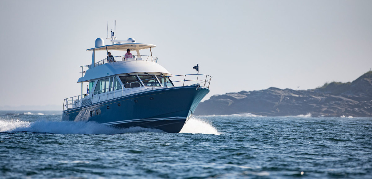 The Ocean Series by Hunt Yachts rides on a deep-V hull created by Ray Hunt Design.