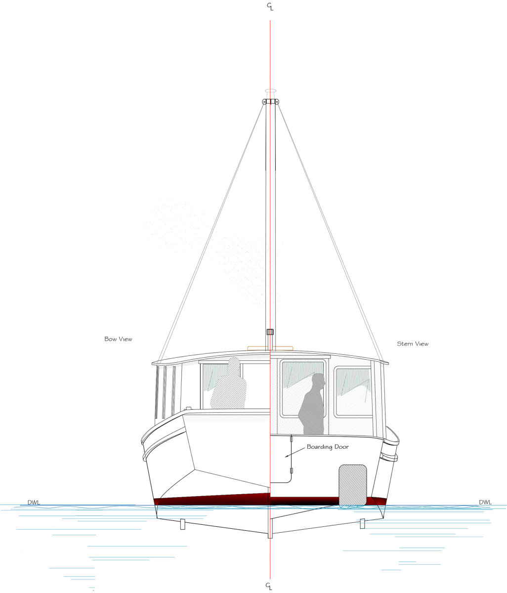 The Shanty has twin bilge keels and a chafe-protected keel that give her substantial bottom protection to match her skinny draft. 