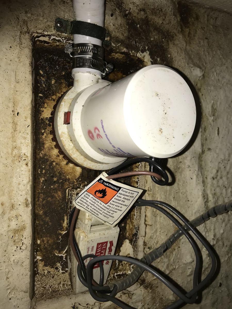 Make sure your bilges are clean and your bilge pumps have enough capacity to handle minor leaking. The poorly secured wiring in this installation could foul the float switch and prevent it from working properly.