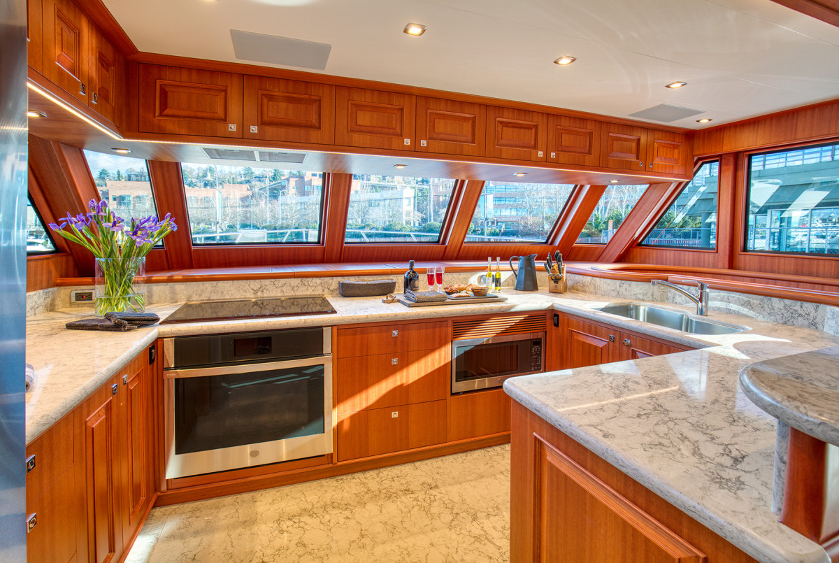 Her galley is the heart of the ship, a natural gathering space.